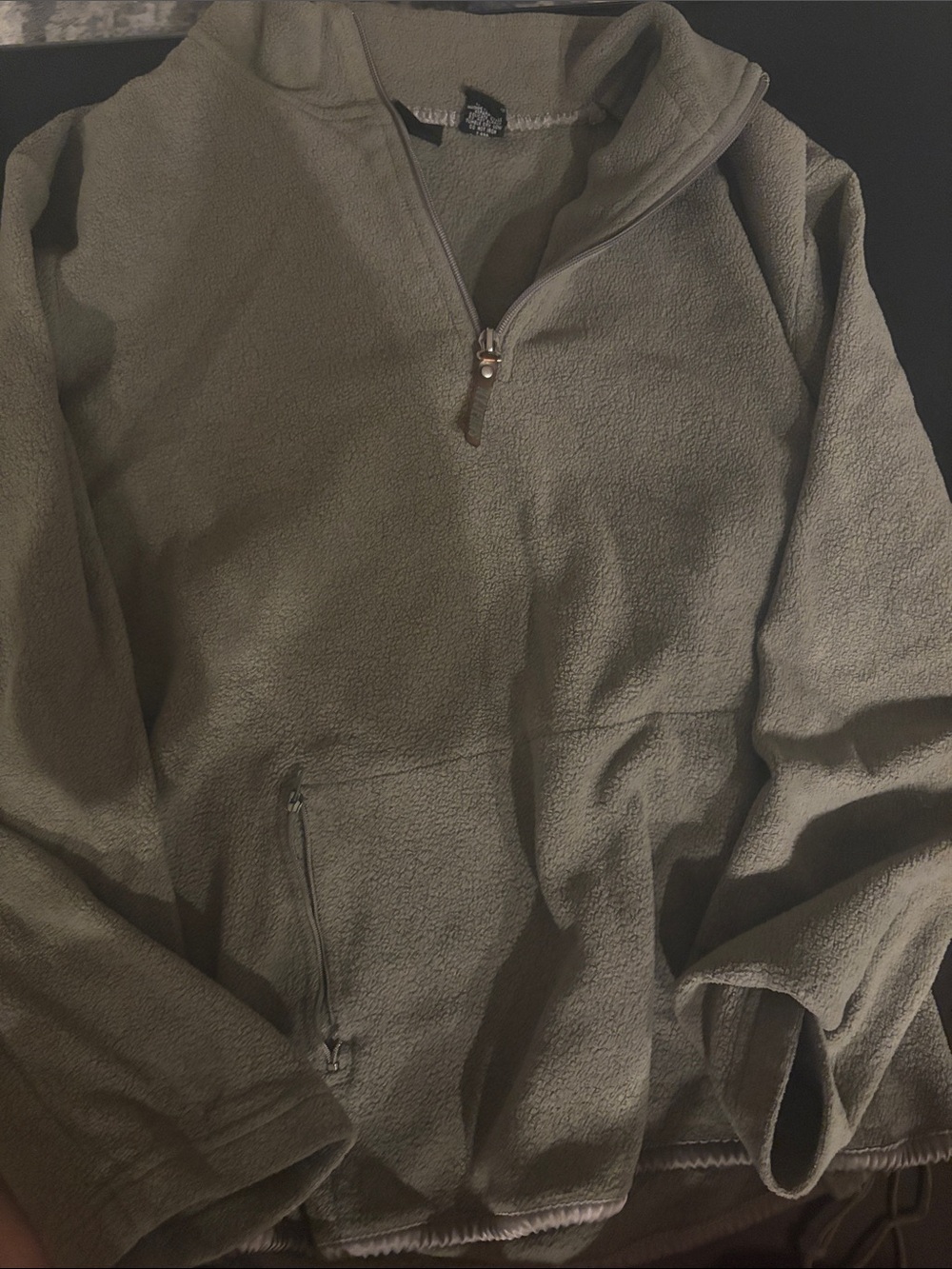 Unisex Olive Half-Zip Fleece Pullover